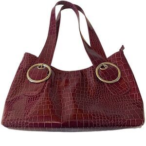 Purple Faux Alligator Shoulder Bag w/ Silver Hardware. Very Cool & Reto Looking